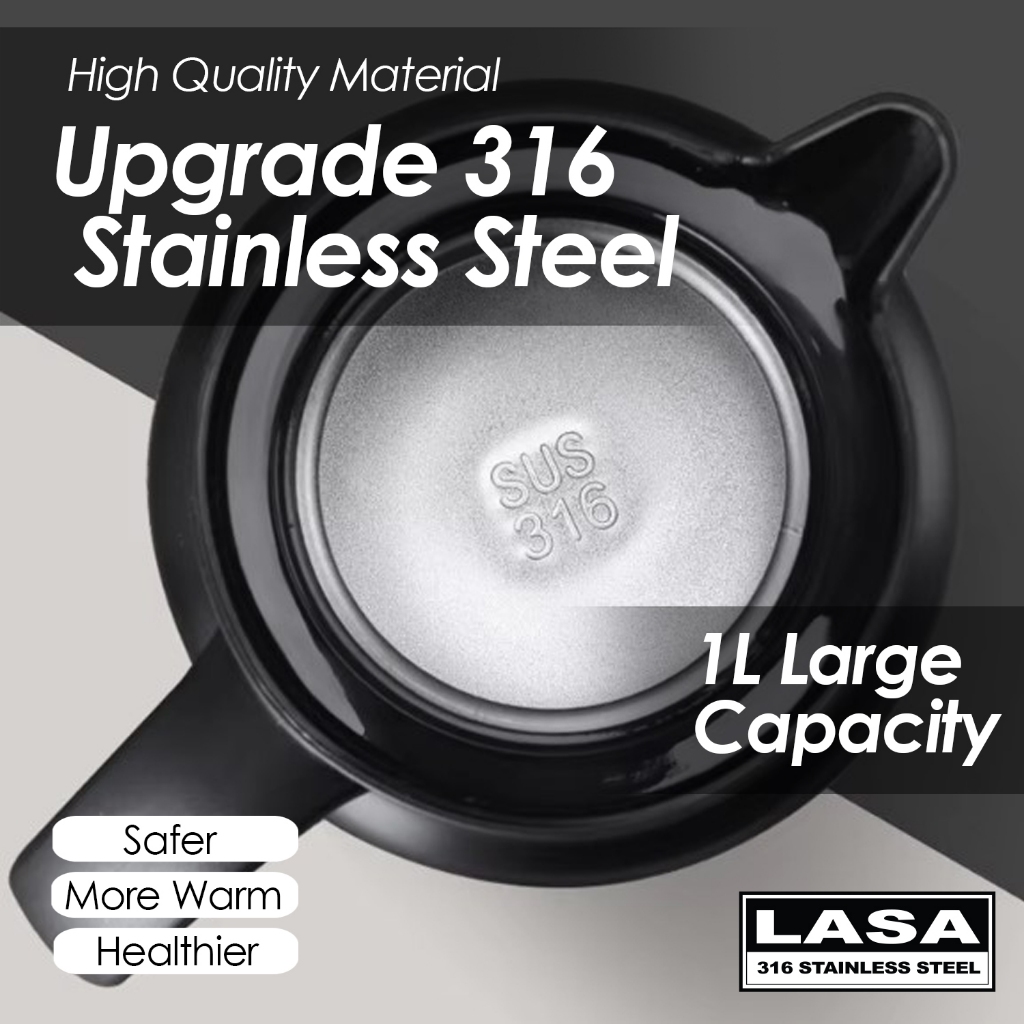 LASA 316 Stainless Steel Thermos Vacuum Insulated Coffee Pot Tea Pot - Image 6