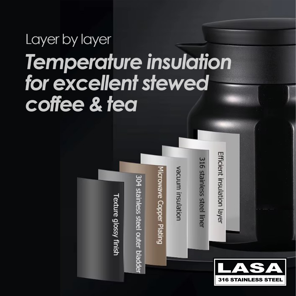 LASA 316 Stainless Steel Thermos Vacuum Insulated Coffee Pot Tea Pot - Image 7