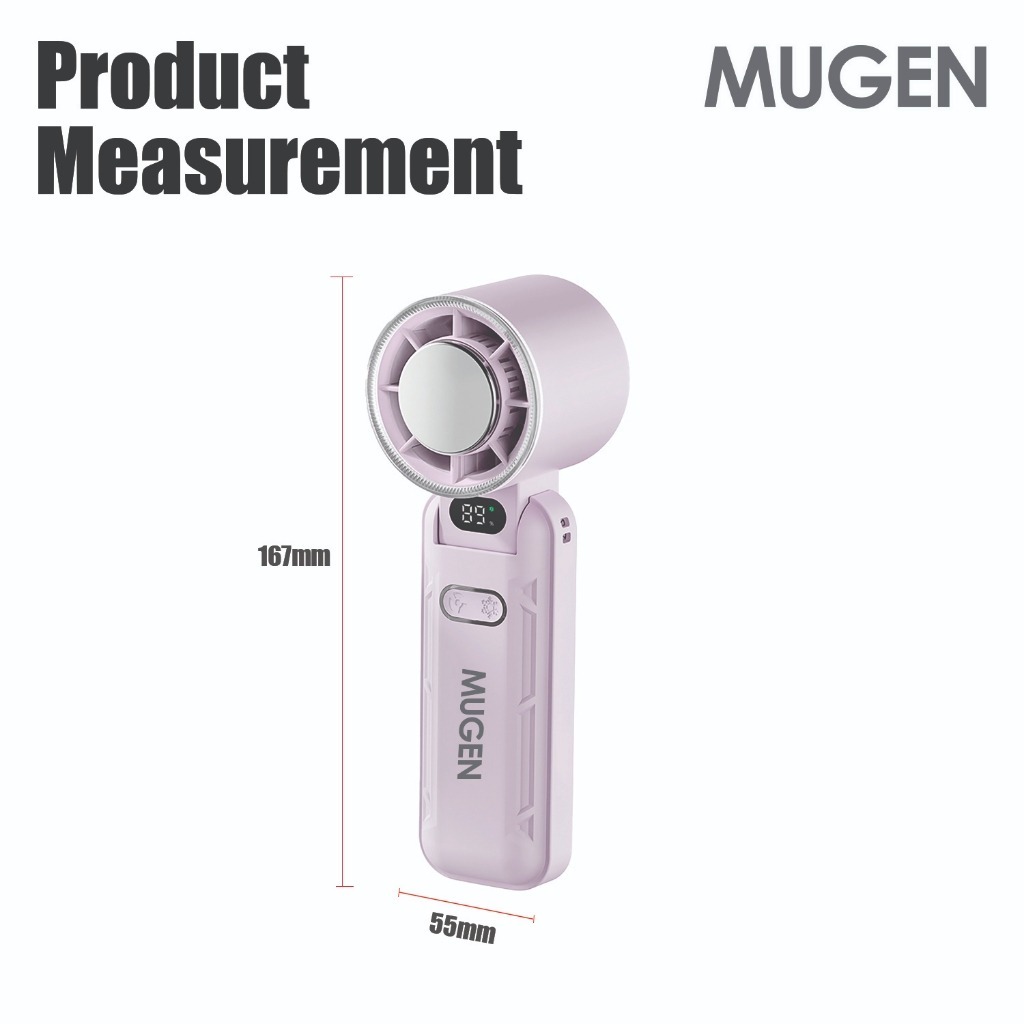 MUGEN Handheld Rechargeable Mini Foldable Portable Fan With Digital Display X80 - Image 9