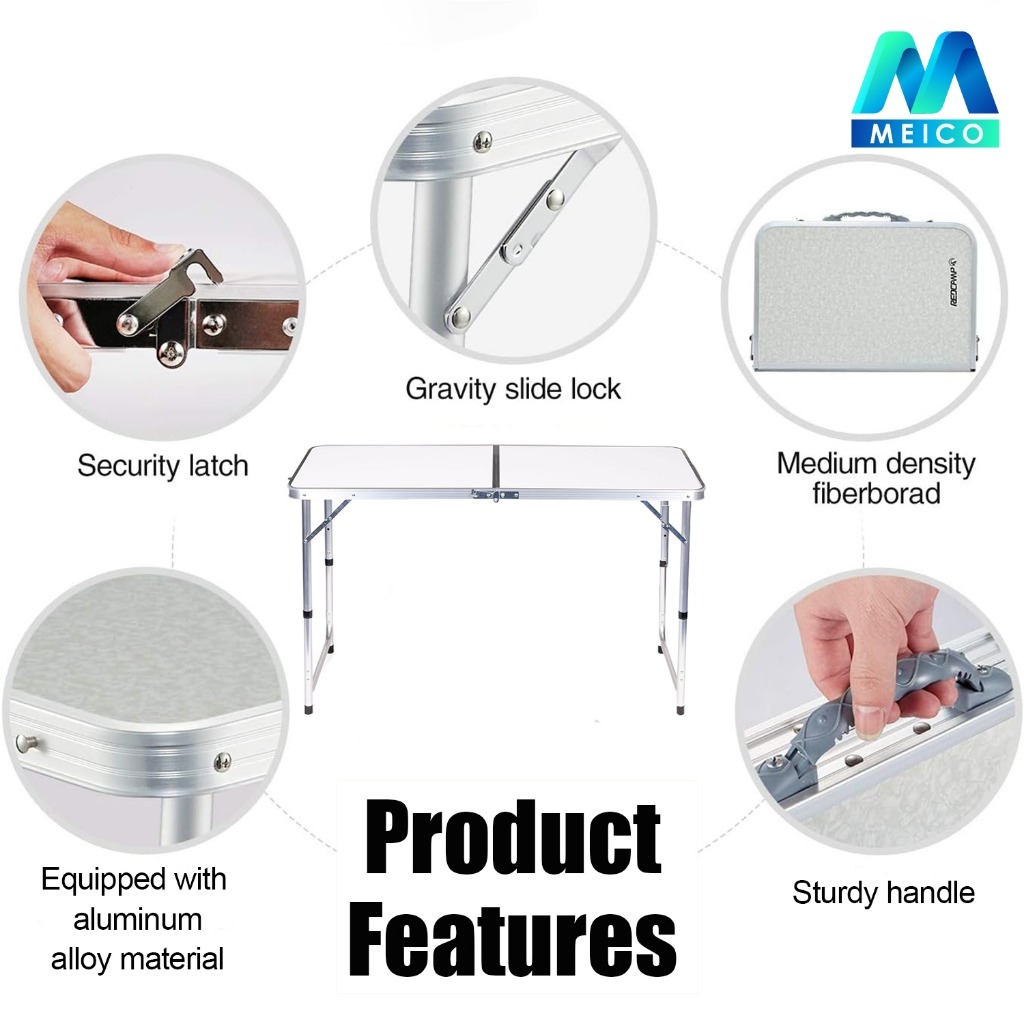 MEICO Outdoor Camping Picnic Aluminium Foldable Table With Chair - Image 7