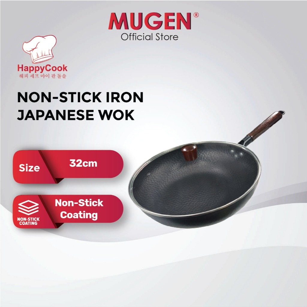 HappyCook Non-Stick Iron Japanese Wok (32cm)