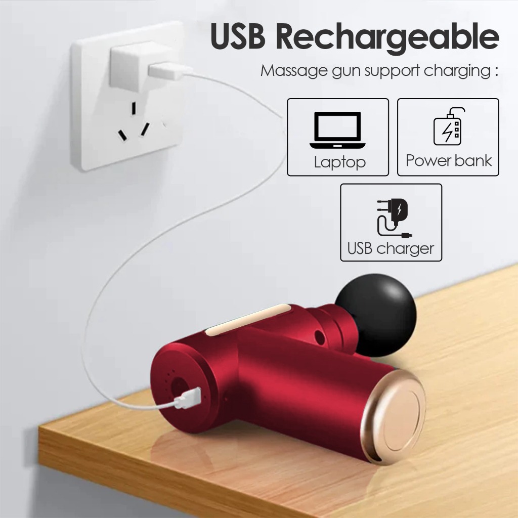 MUGEN Mini Relaxing Rechargeable Massage Gun Relaxation 4 Massage Head 6 Speeds - Image 8