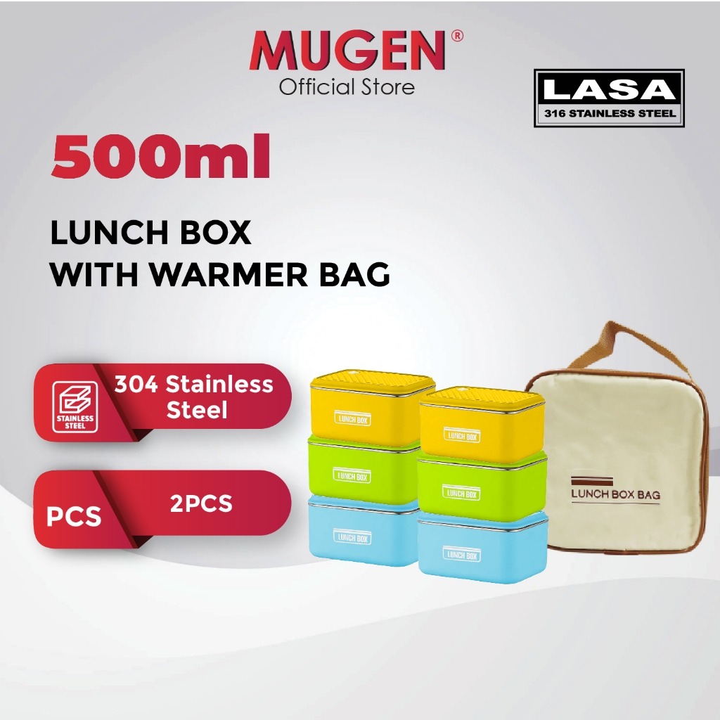 LASA 304 Stainless Steel Bento Lunch Box Container Set With Insulated Bag