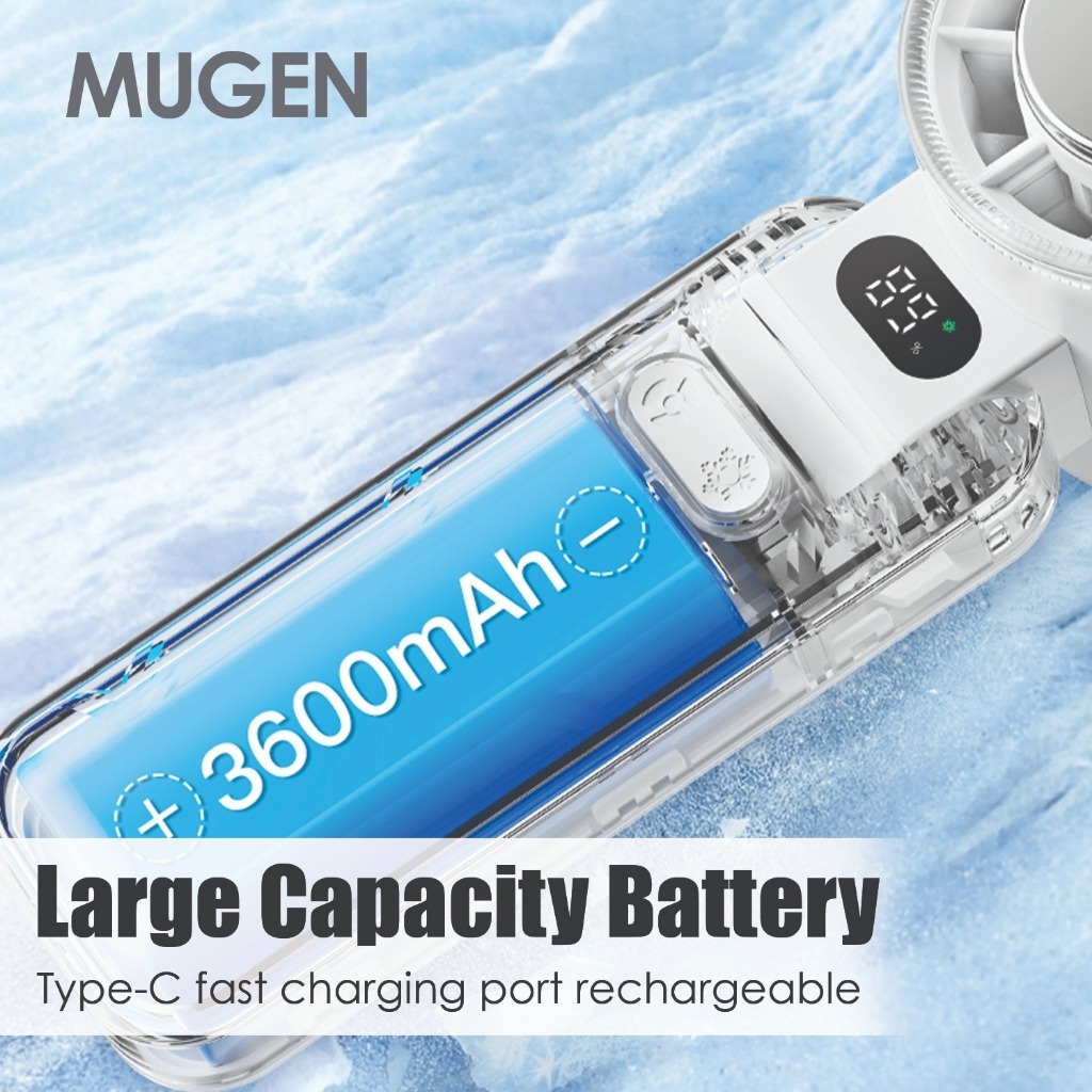 MUGEN Handheld Rechargeable Mini Foldable Portable Fan With Digital Display X80 - Image 4