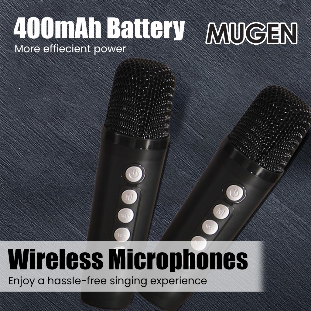MUGEN Wireless Bluetooth Stereo Speaker Dual Microphone Portable Karaoke Set - Image 6