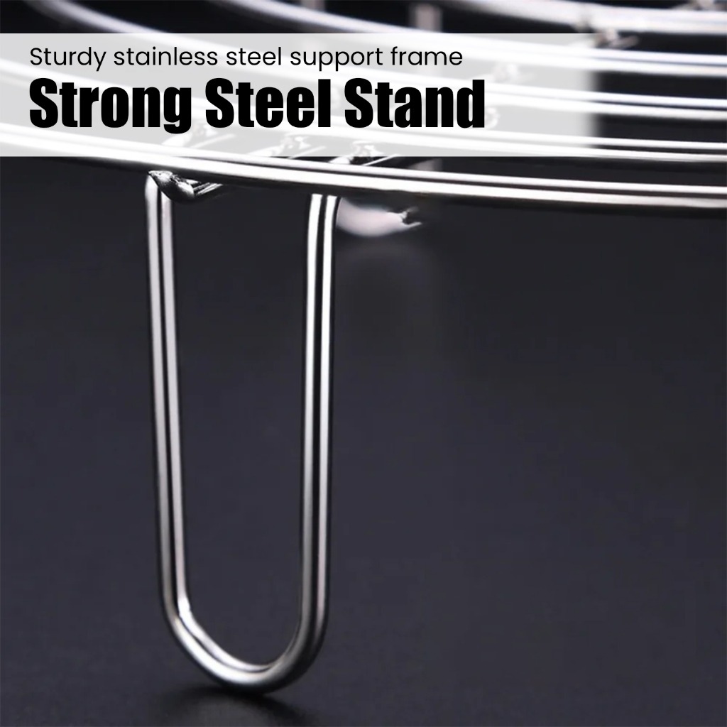 Stainless Steel Steamer Rack Round Cooker Steaming Tray Cooling Rack / Rak Kukus / Dulang Pengukus (23cm) - Image 5
