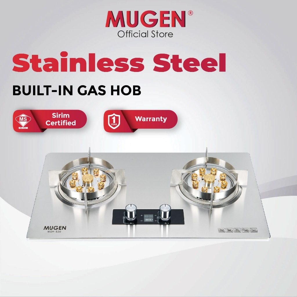 MUGEN Stainless Steel Built In Gas Hob / Tabletop Gas Cooker (10kW) MGH-S20