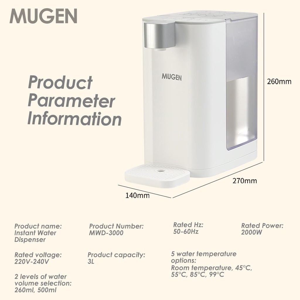 MUGEN Instant Water Dispenser (3L) MWD-3000 - Image 9
