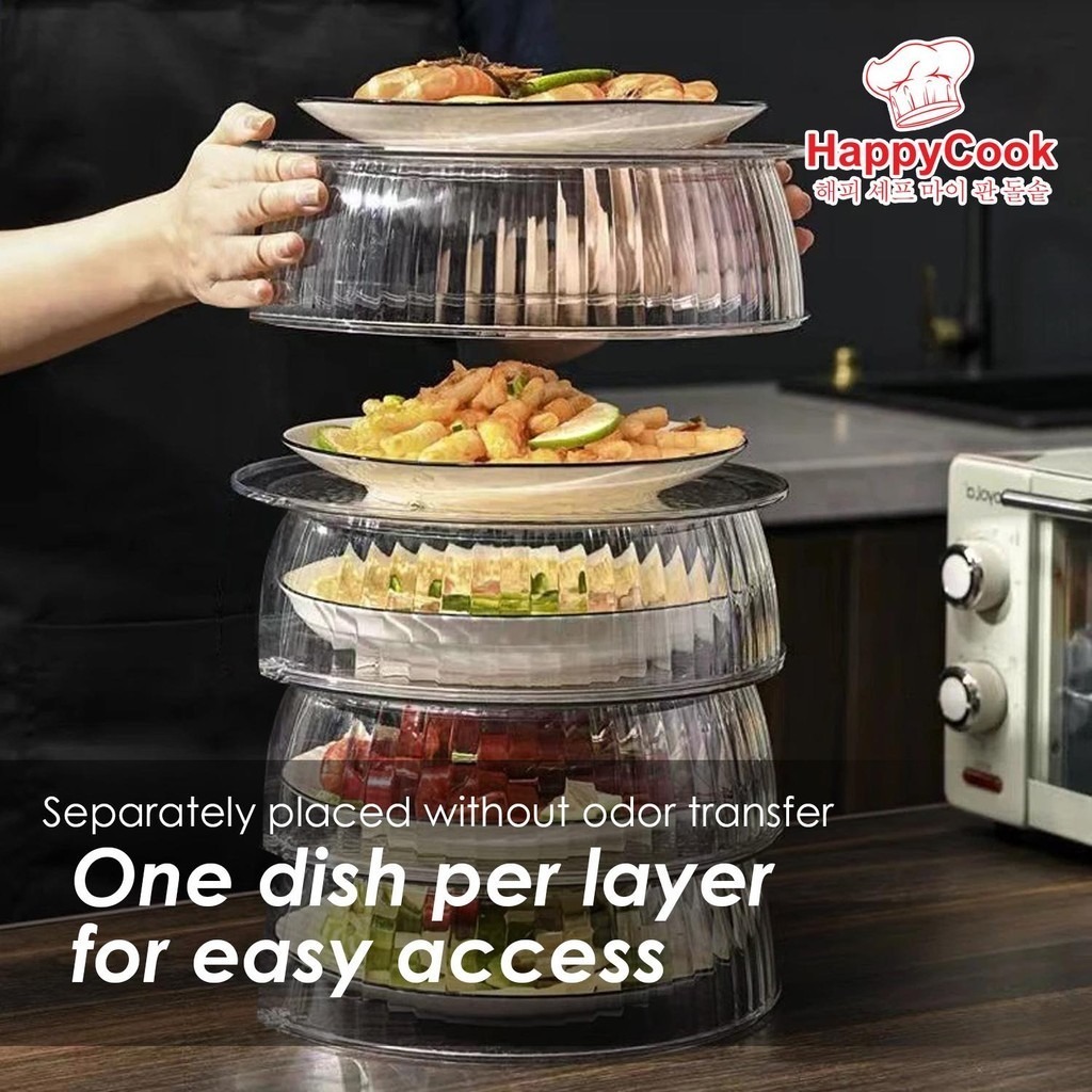 HappyCook 4 Tier/5 Tier Stackable Transparent Food Insulation Dish Cover - Image 3