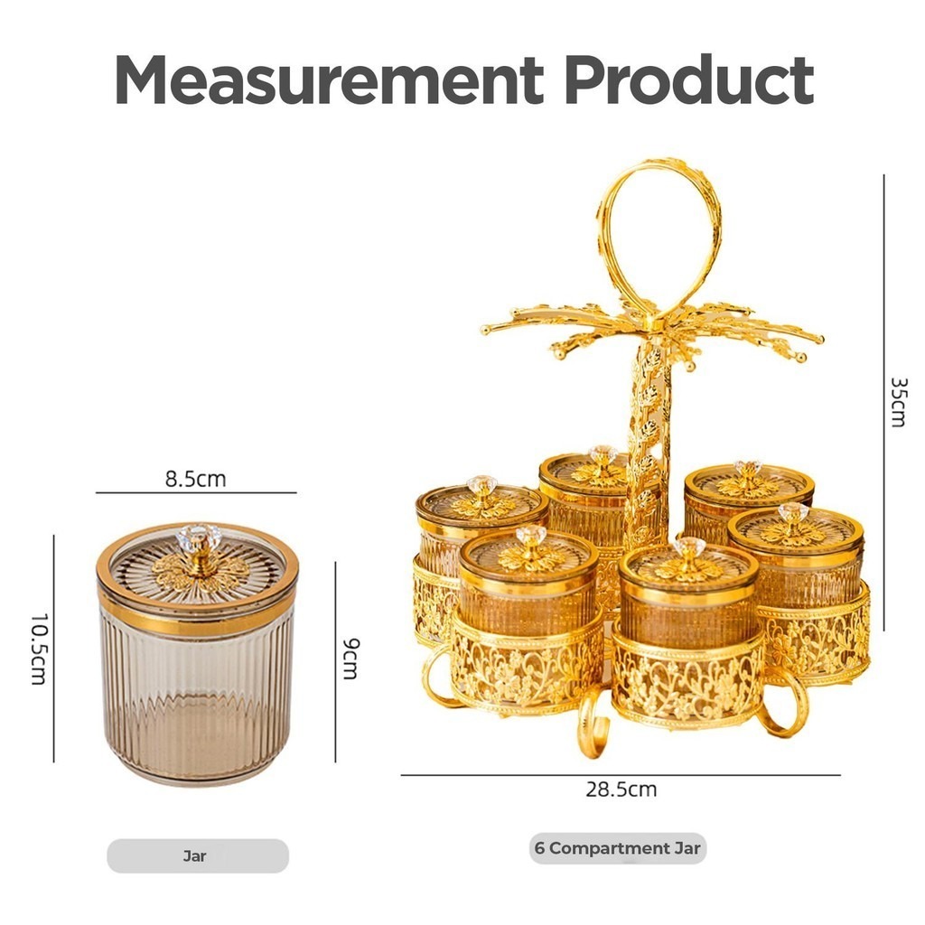 Royal Ledang Canister Golden Serving Coconut Tree Stand (6 Pcs) - Image 8