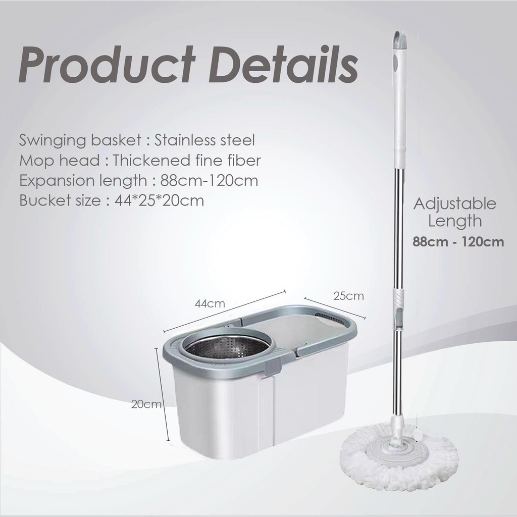 360° Magic Rotating Spin Magic Floor Cleaning Mop With Bucket (6L) - Image 3
