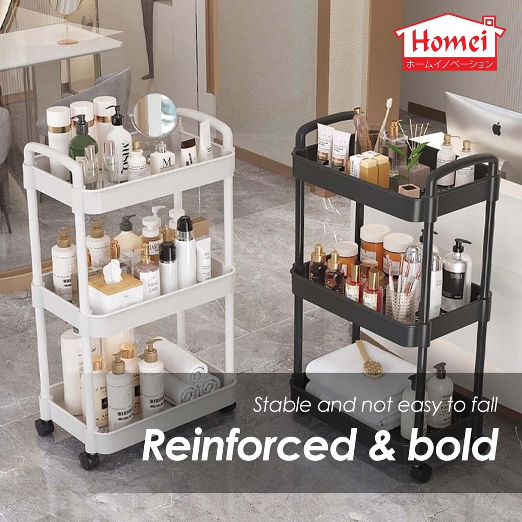 Homei 3 Tier 4 Tier Trolley Storage Rack Shelf With Wheel - Image 4