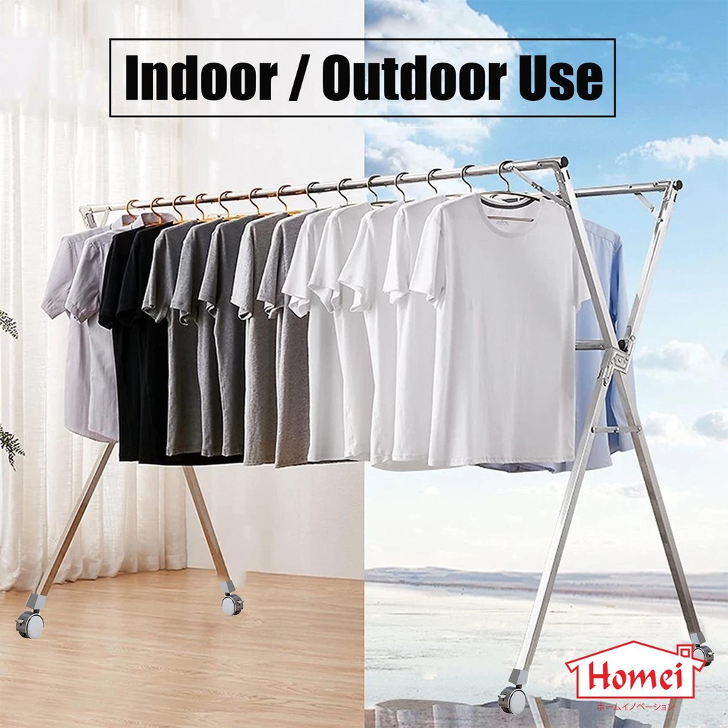 Homei Stainless Steel Extendable Clothes Laundry Drying Rack With Wheels (150 - 240cm) - Image 3